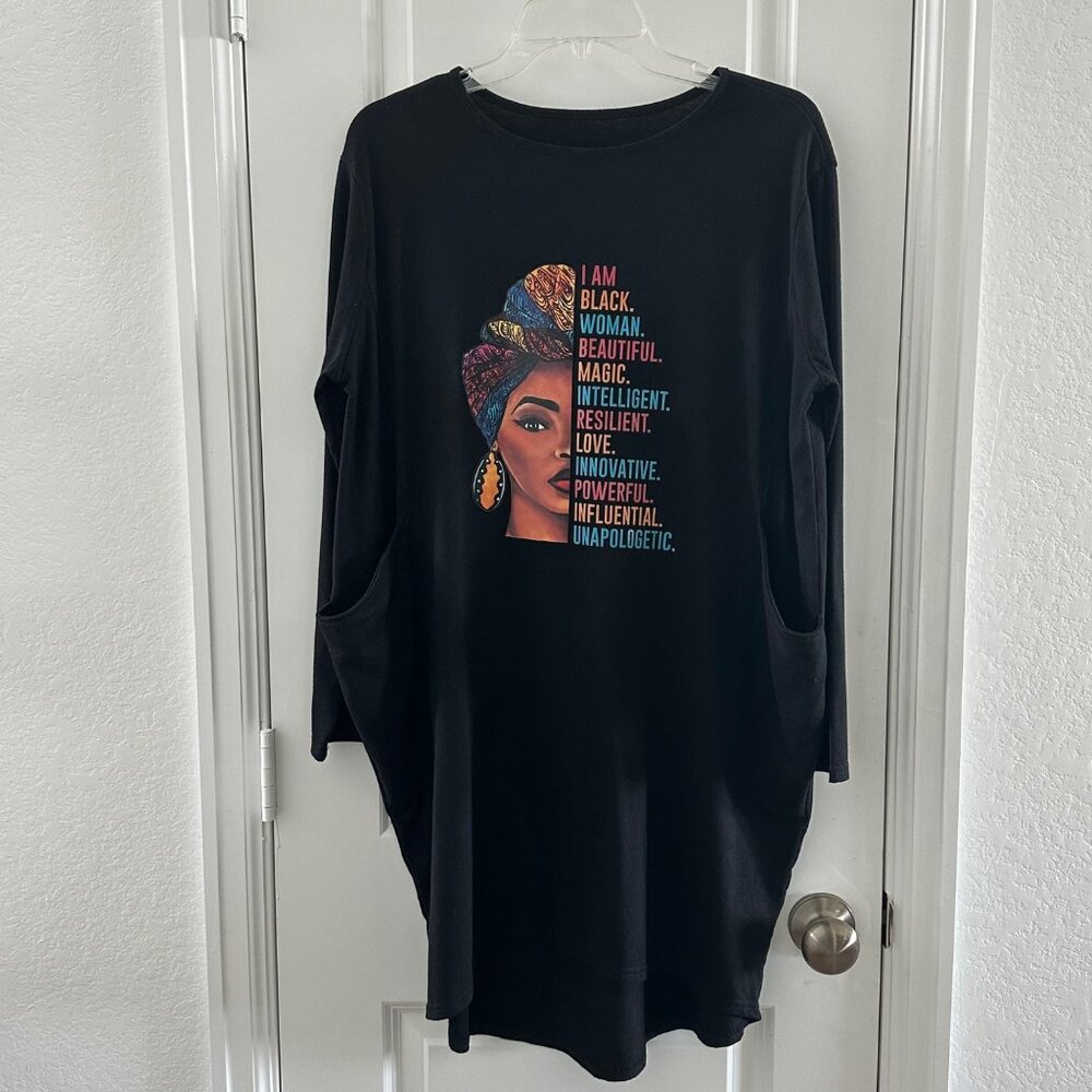Black Woman Empowerment Graphic Tunic Dress XL - Picture 2 of 8